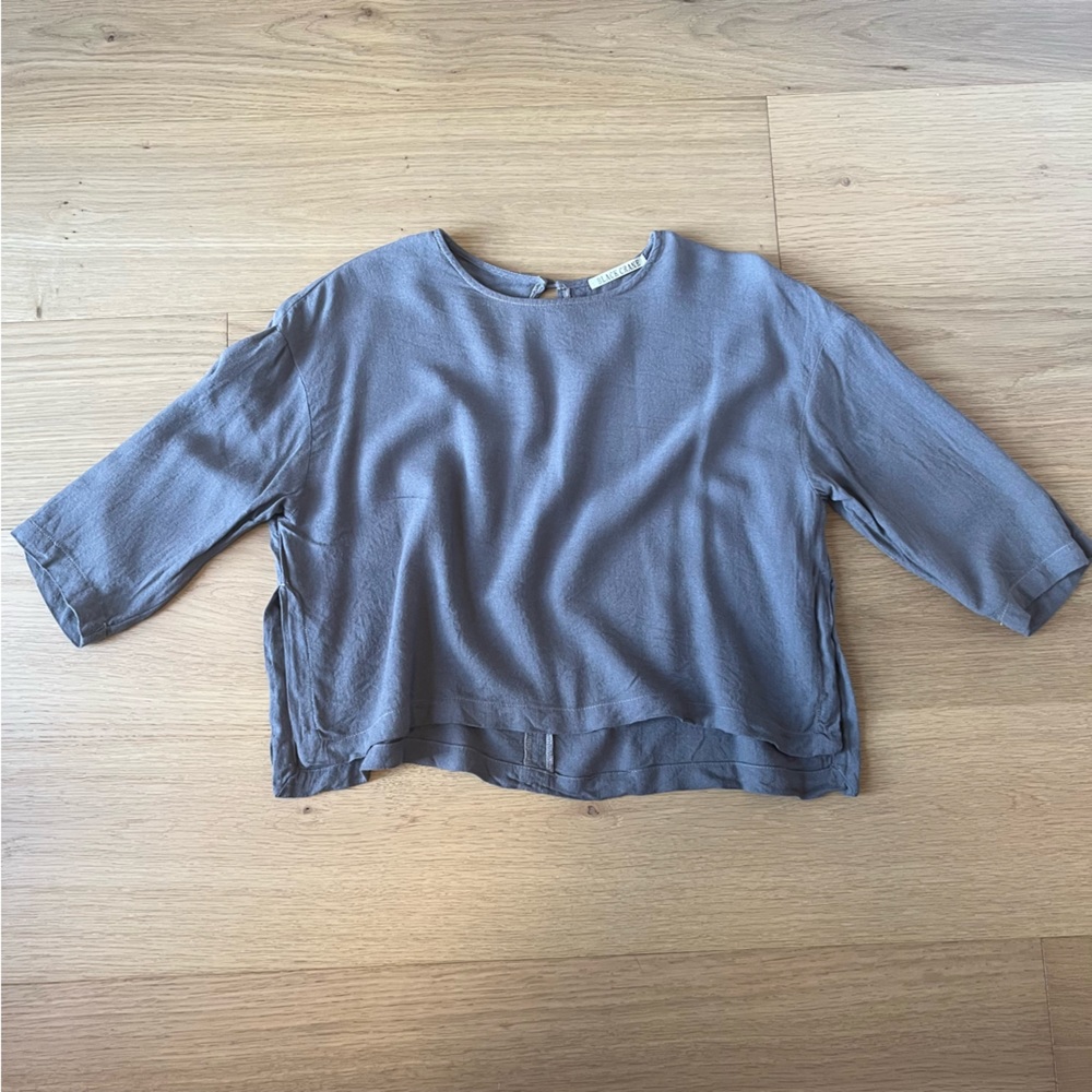 Black Crane Cropped Wool Blend Top
